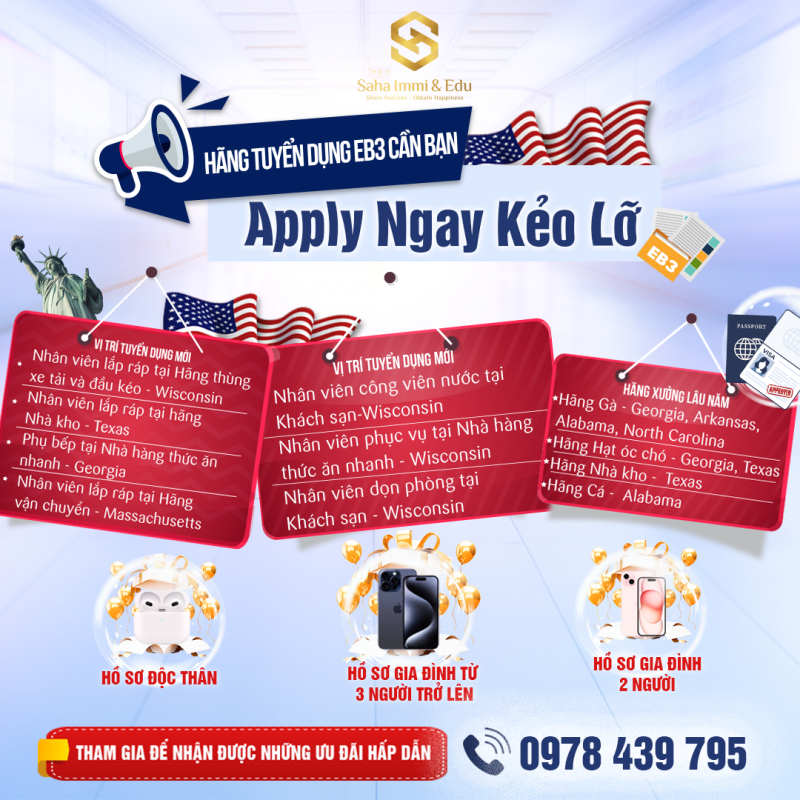 Hãng Tuyển Dụng EB3 Cần Bạn - Apply Ngay Kẻo Lỡ